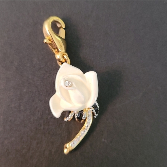 Kenneth Jay Lane Jewelry - Kenneth J Lane Vintage rare White Rosebud Flower Charm